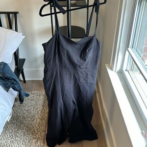 Black cropped wide leg jumpsuit